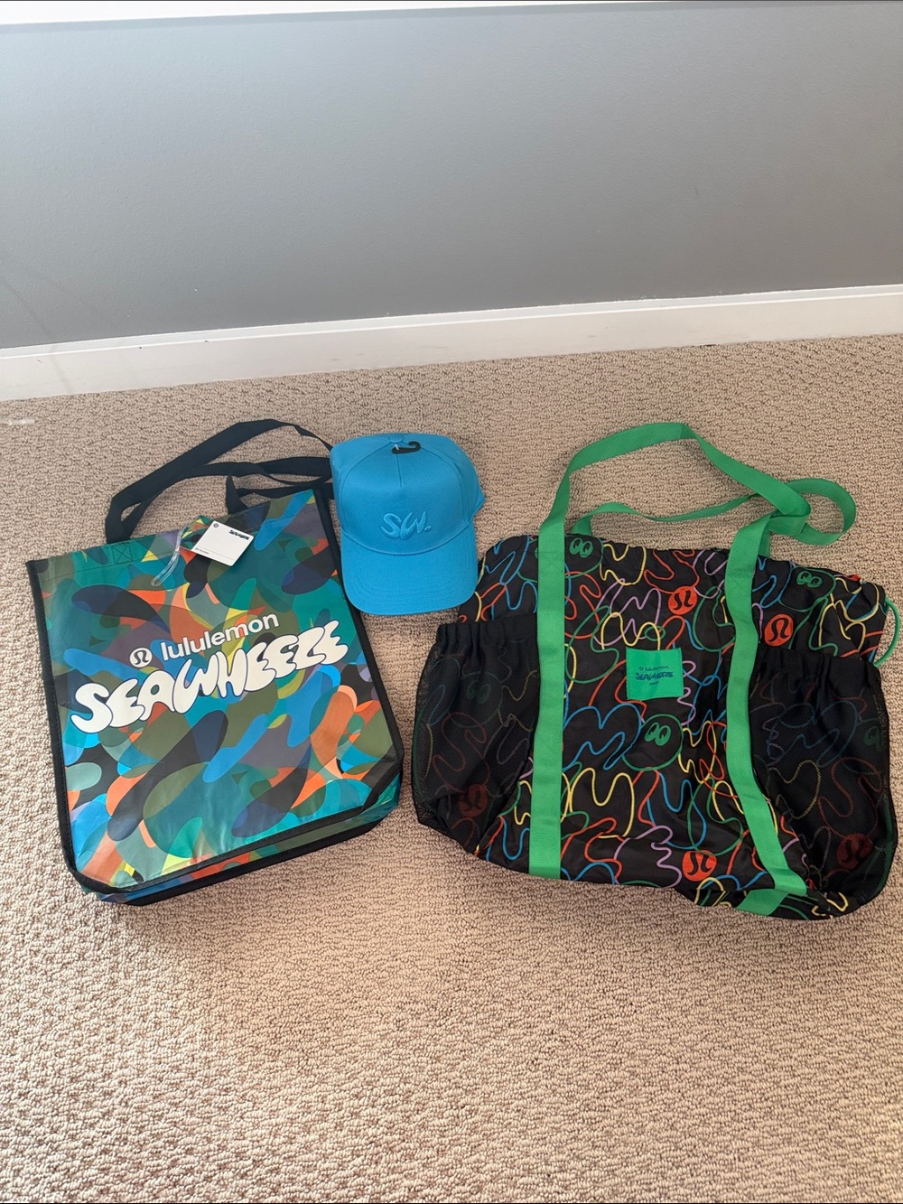 lululemon Seawheeze 2026 - tote, bag, and hat. Never used, new!
